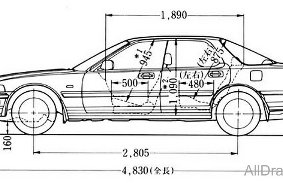 Acura Vigor (1992) (Akura Vigor (1992)) - drawings (drawings) of the car